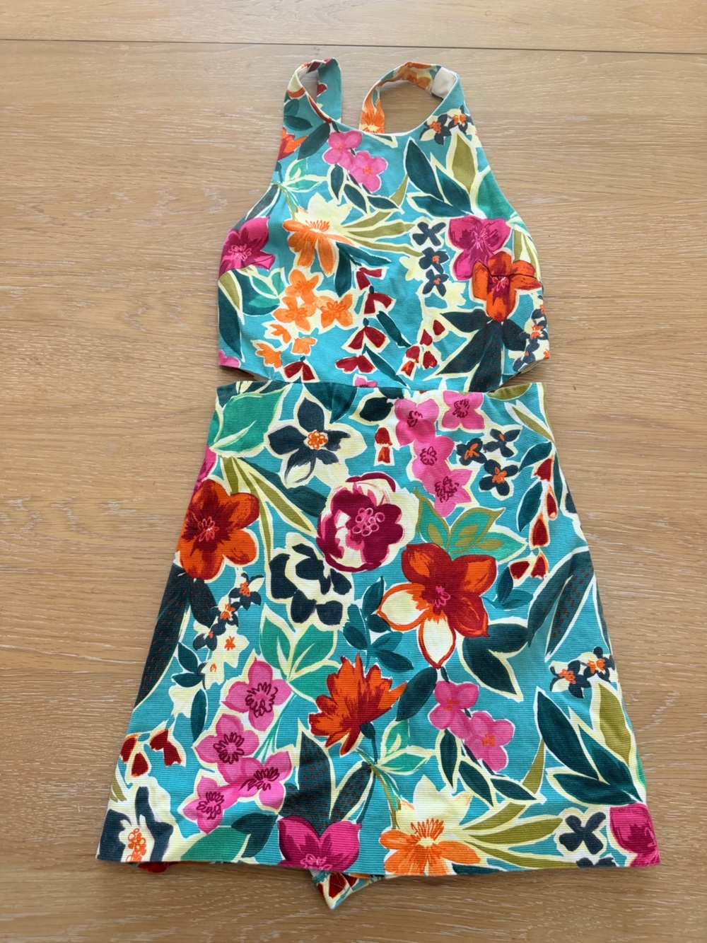 Zara Girls Floral Halter Top & Skirt Set in Teal, Pink, Orange, Green - Picture 1 of 6